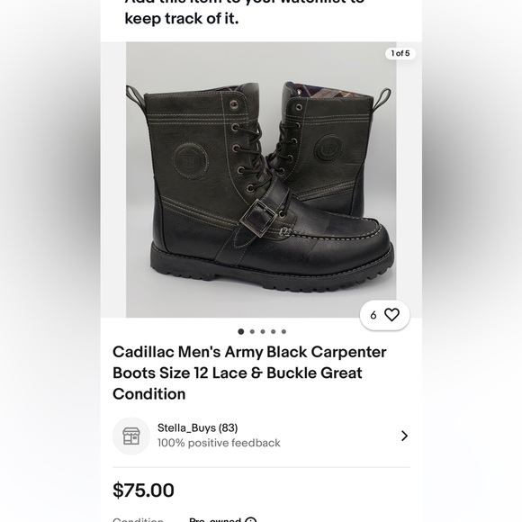 Cadillac Men's Army Black Carpenter Boots Size - Picture 13 of 13